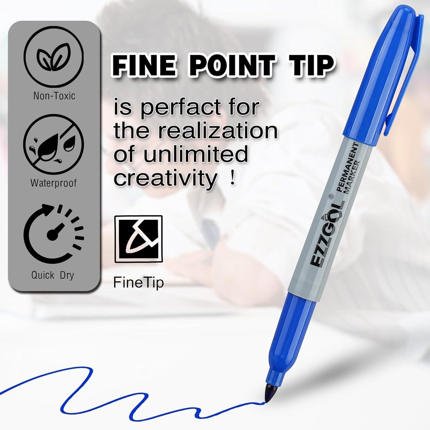 Permanent Markers Bulk, 150 Pack Fine Tip Multicolors Permanent Markers, 10 Assorted Colors Waterproof Markers, Premium Smear Proof Pens, Quick Drying, Office Supplies for School, Office, Home