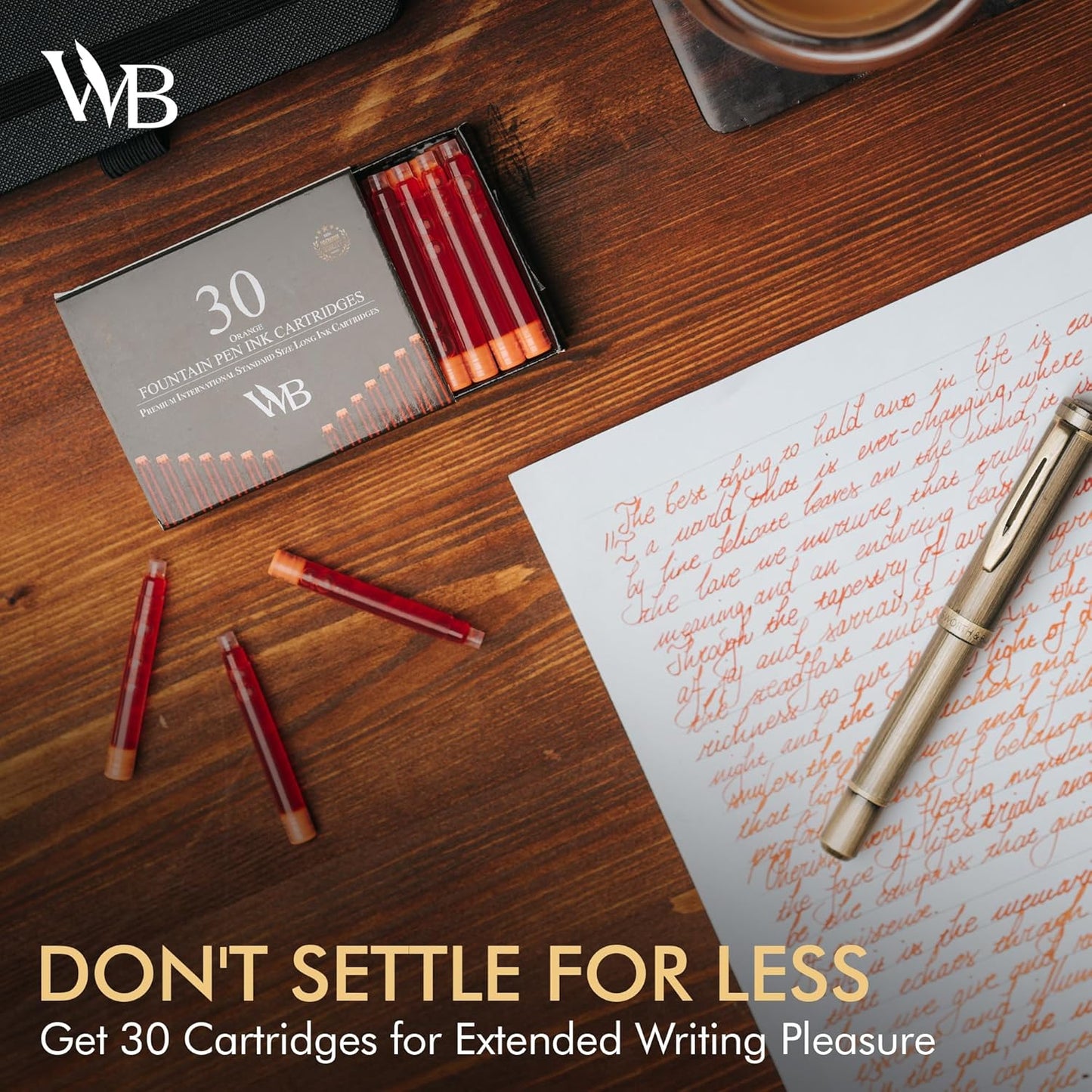 Wordsworth & Black 30 Pack Fountain Pen Ink Refills - Set of 30 Blue Ink Cartridges - International Standard Size - Length APPR 2.3" - Base Diameter APPR 0.24" - Disposable and Generic