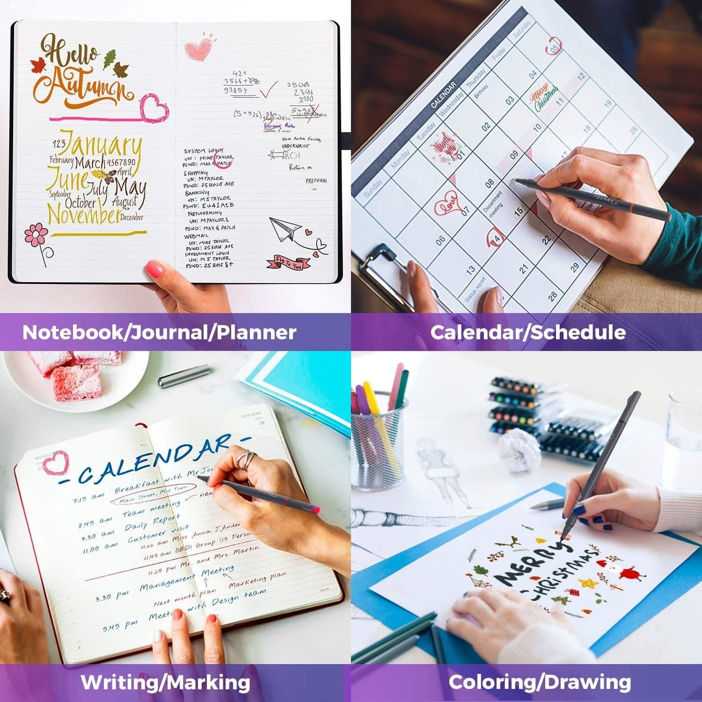 iBayam Journal Pens Fine Point Markers Fine Tip Drawing Pen Porous Fineliner Pens for Journaling Writing Note Taking Calendar Coloring Art Office School Supplies, Blue Ink,18-Pack (Blue)