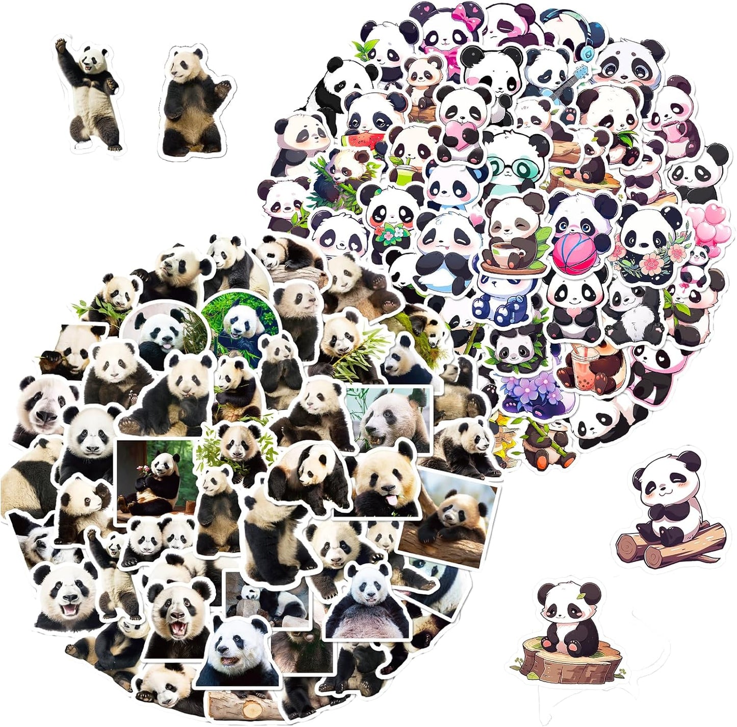 100PCS Panda Stickers,Water Bottle Stickers,Cute Stickers, Stickers for Kids, Stickers for Kids Classroom,for Luggage, Teaching Rewards，Skateboard，Laptop Sticker (Pandas)