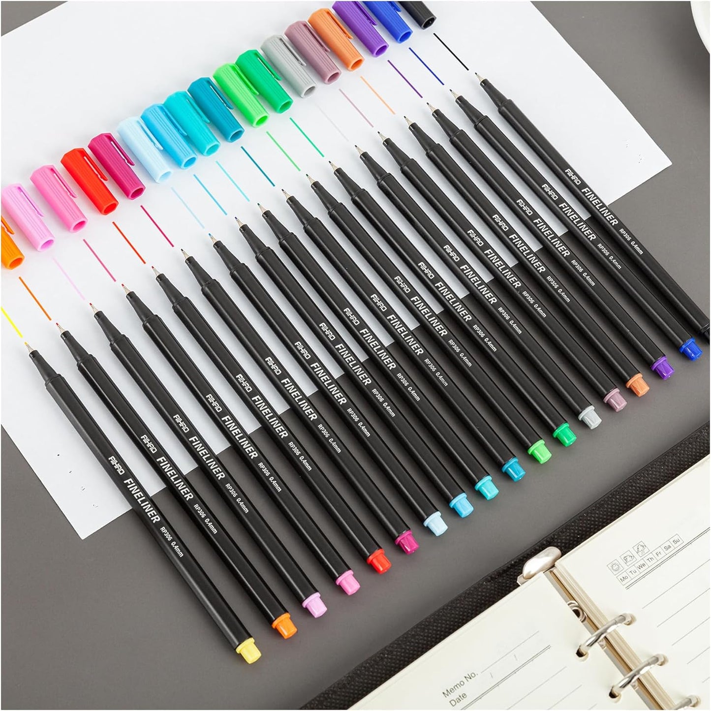 AIHAO Fineliner Pen, Color Pens for Drawing, Calendar, Coloring, Writing, Note Taking, Journaling,18ct Colors Fine Line Porous Fine Point Markers, School Office Teacher Art Supplies