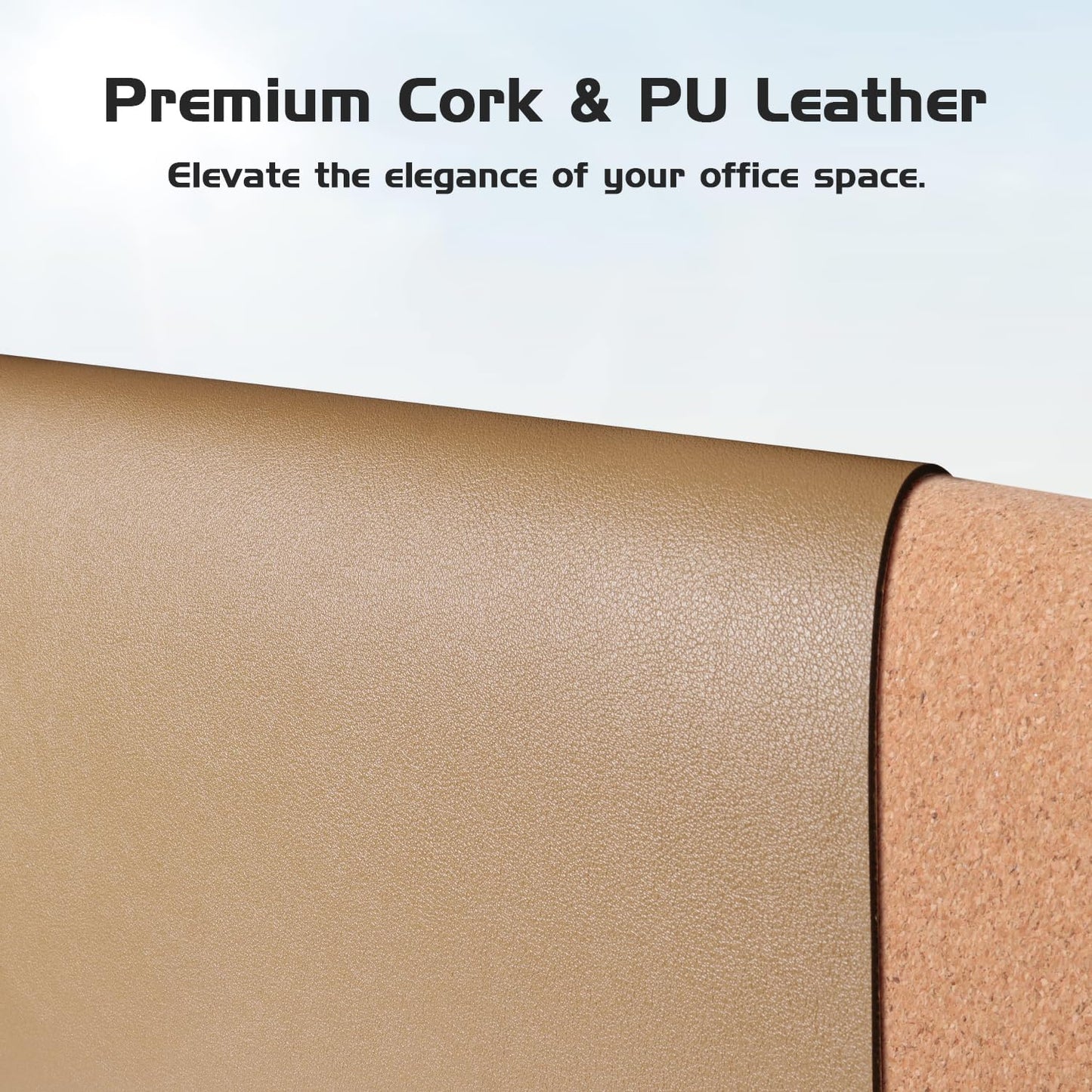 Aothia Dual-Sided Desk Pad - Leather Desk Mat, Natural Cork Desk Pad Protector, Large Mouse Pad for Desk, Waterproof Desk Blotter Pad, Desk Writing Pad for Office Work/Home, Apricot(25.6"x13.7")