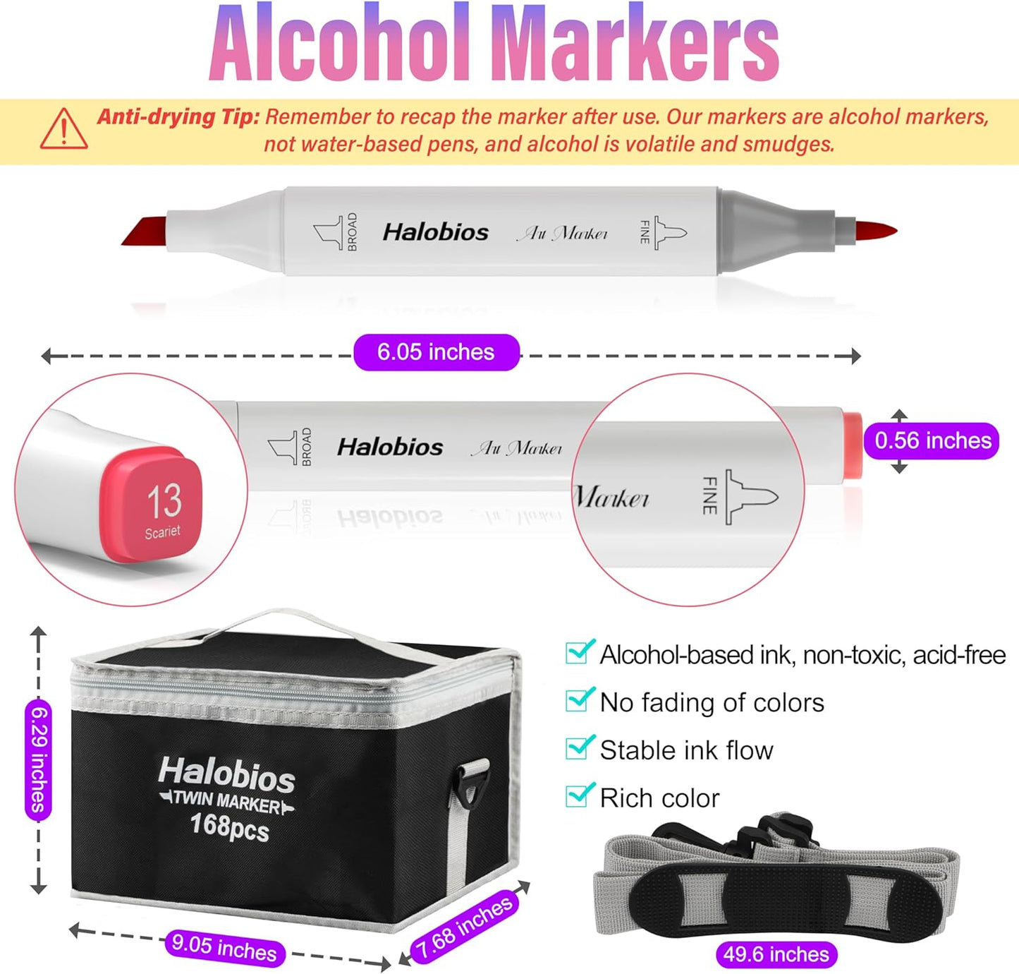 168 Colors Fine & Chisel Alcohol Markers, Dual Tip Art Markers Alcohol Marker Set with Case, Marker for Adults Kids Coloring Artists Drawing Sketching Card Making and Illustration