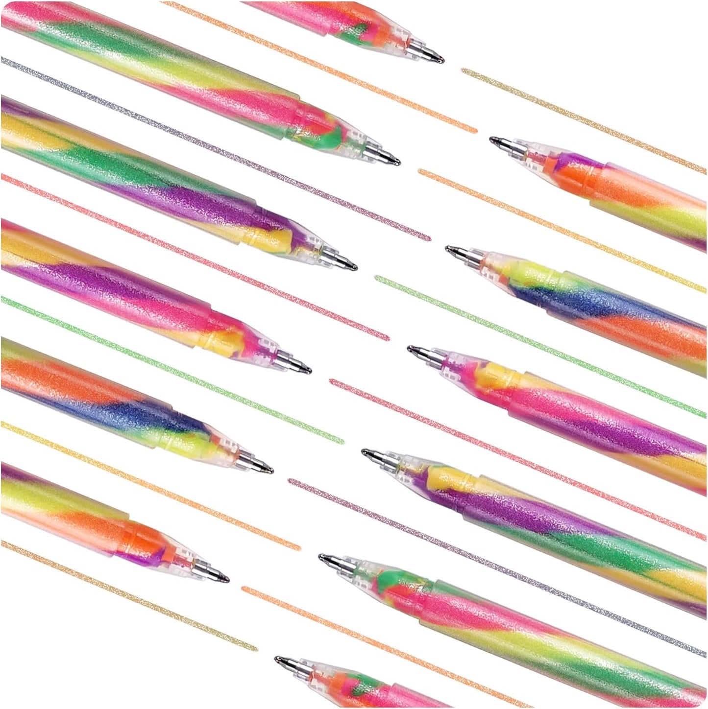 LIULIUCAI 12 Pack Mixing of 3 Colors Rainbow Gel Pens Color Changing Ballpoint Pen Glitter Pen Set for Adults Coloring Books Drawing Doodling Scrapbooking Notes Updated Version