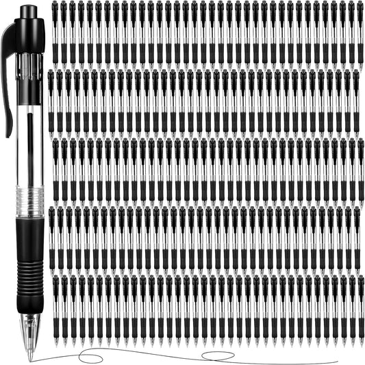 Fainne 200 Pack Retractable Ballpoint Pen 1.0 mm Medium Point Refillable Smooth Click Writing Pens With Grip for Work Journal Writing Office School Supplies(Black Ink)