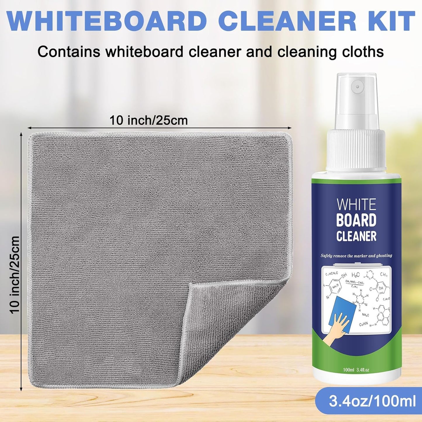 Loopeer 16 Pack Whiteboard Cleaner Spray 3. 4 oz Dry Erase Board Cleaner with Cloths Non Toxic Dry Erase Cleanning Removes Stubborn Marks from Whiteboards