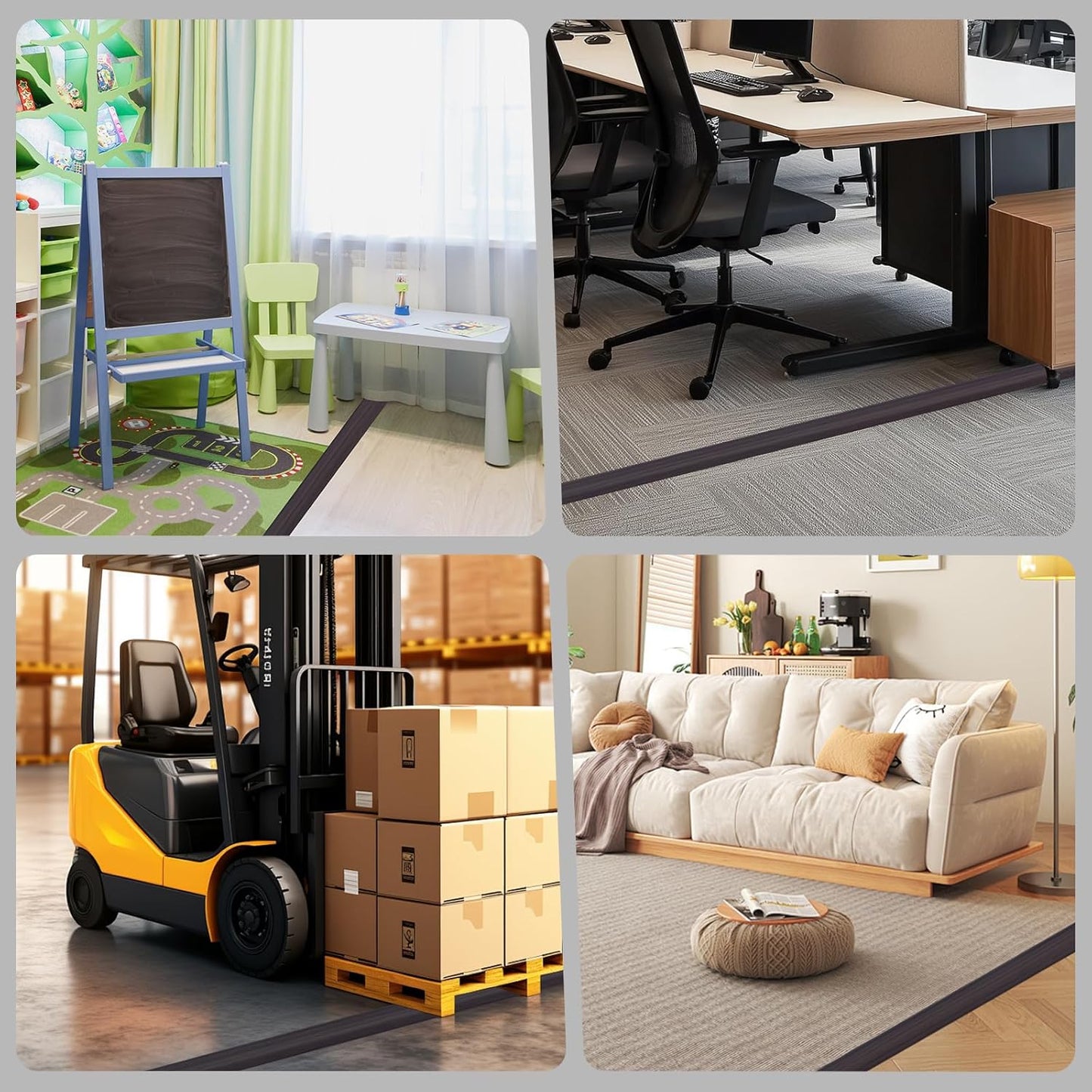 Floor Cord Cover for Wires on Floor Self Adhesive Cord Hider Floor Cable Management Wire Covers for Cords Protector Prevent Cable Trips Cord Cavity W 0.47" x H 0.27", Black Walnut, 3.3Ft