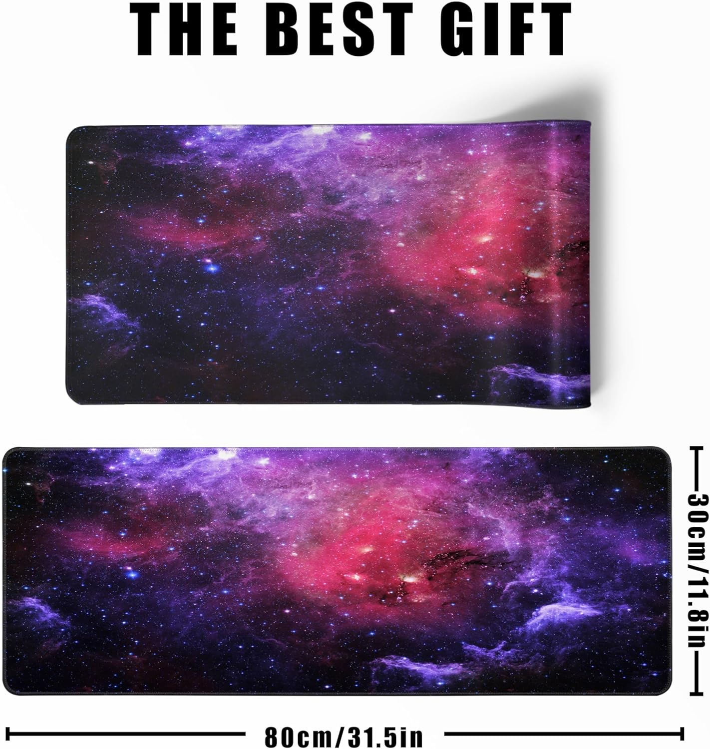 Galaxy Gaming Mouse Pad Red,Purple Nebula Extended Large Desk Pad Mouse Mat with Stitched Edges Mousepad and Long Non-Slip Rubber Base Mice Pad for Computer Laptop Gamers, 31.5x11.8 Inch