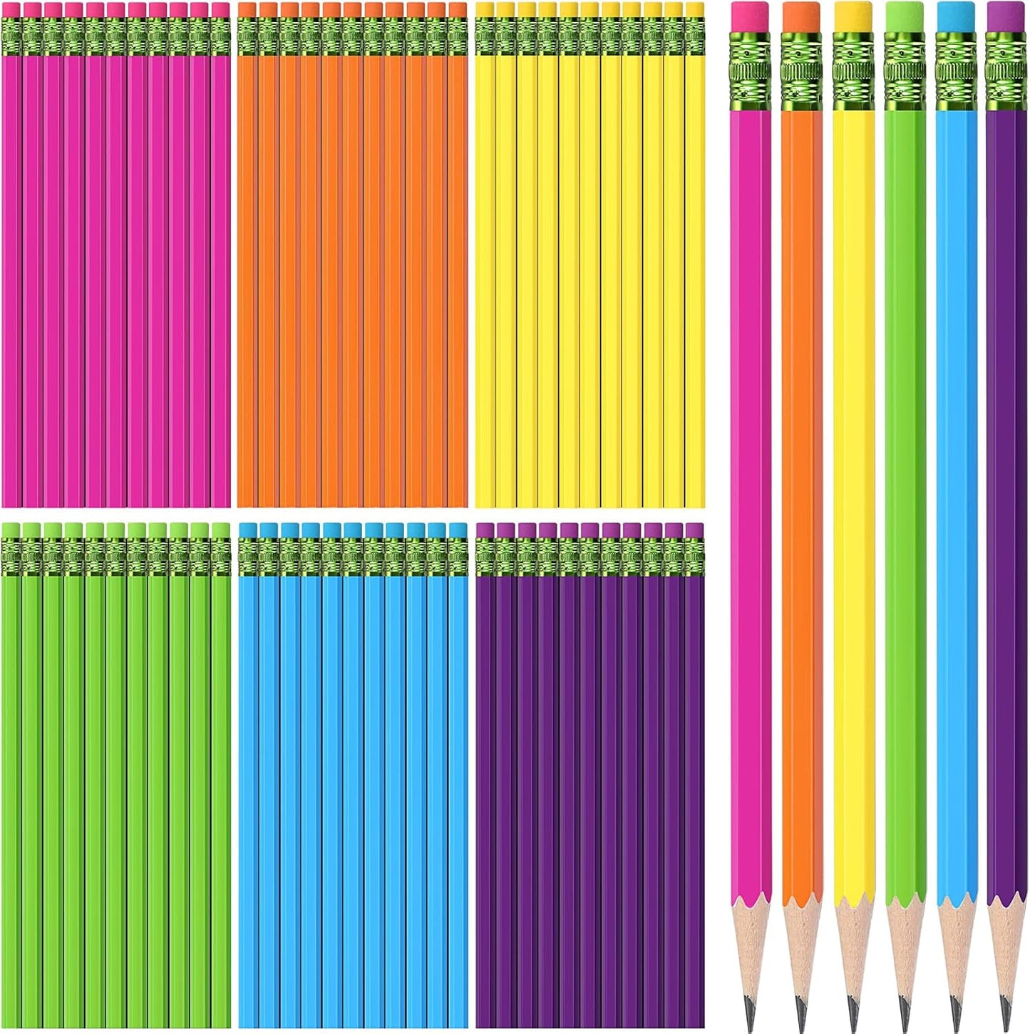 TecUnite 120 Pcs #2 HB Pencils with Eraser No 2 Unsharpened Wooden Hexagonal Pencils for Adults Gifts for School Exam art Learning Office Sketching(Rainbow Colors)