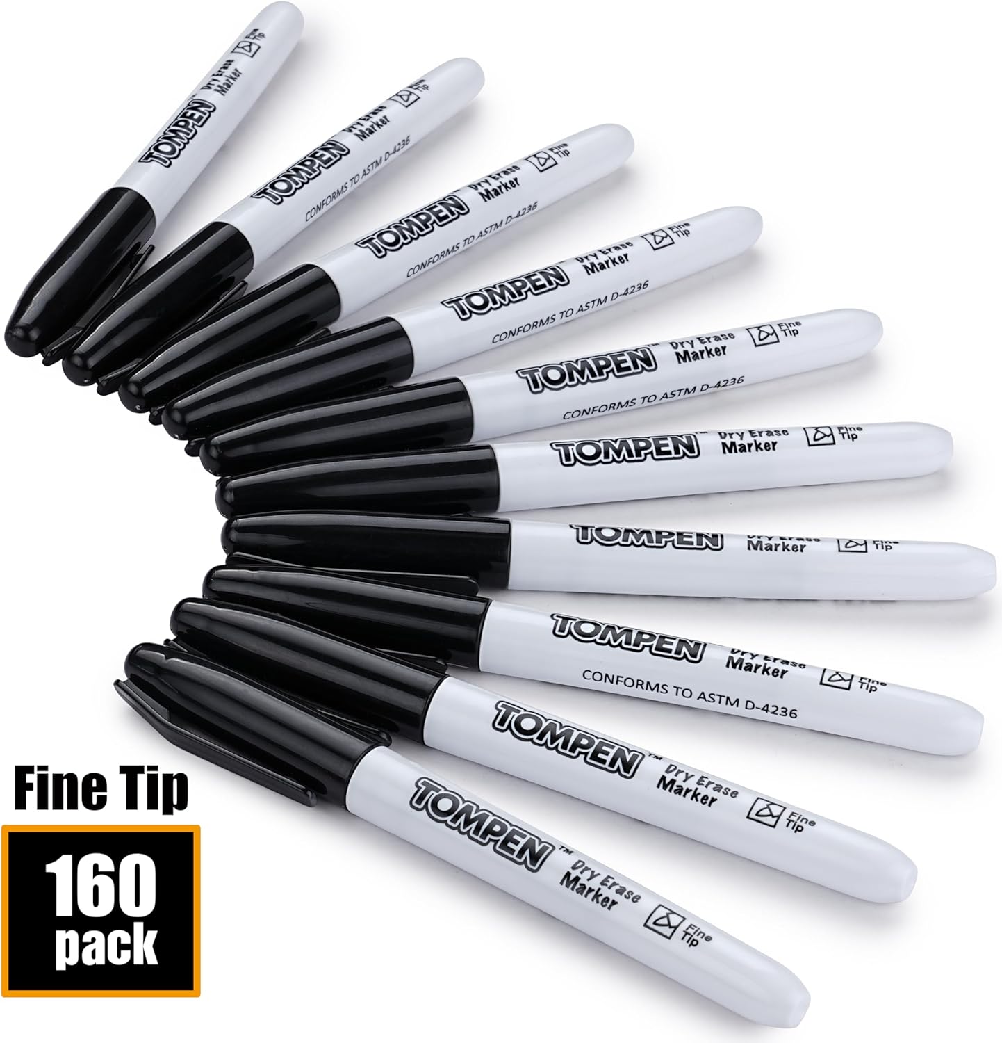 Dry Erase Markers Black,160 Bulk Pack Fine Tip,Low Odor Quick-Drying Whiteboard Markers for Office Home School Writing Planning