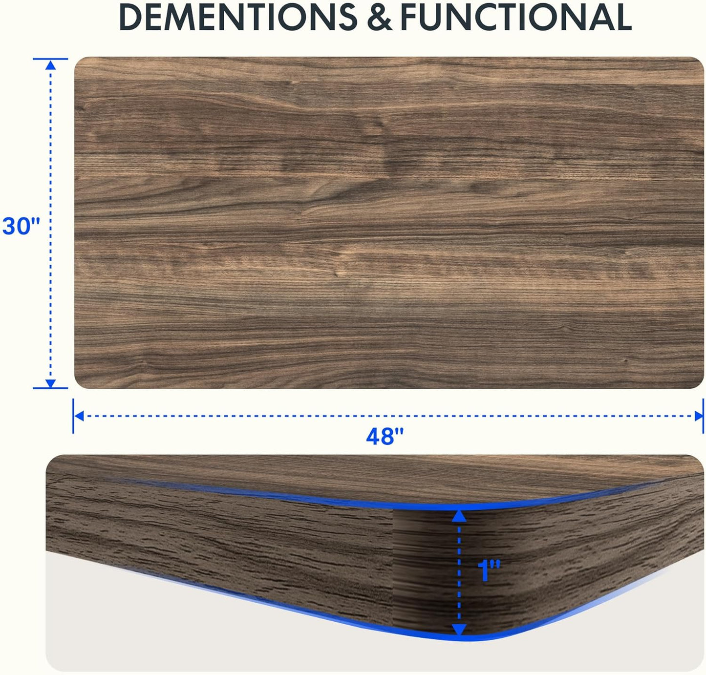 FLEXISPOT EN2 Whole-Piece Standing Desk with Clamp Power Strip, 48 x 30 Electric Stand Up Height Adjustable Desk with Cable Management (White Frame + 48" Black Walnut Desktop, 2 Packages)