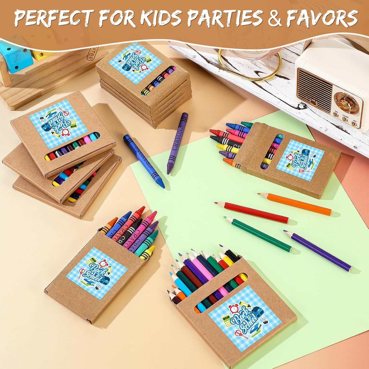 30 Sets Bulk Back to School Supplies, Colored Pencils Pre-Sharpened and Crayons Holiday Bundle in Box Mini Pencils Crayons Bulk Classroom Teacher Supplies, Cute Back to School Gifts