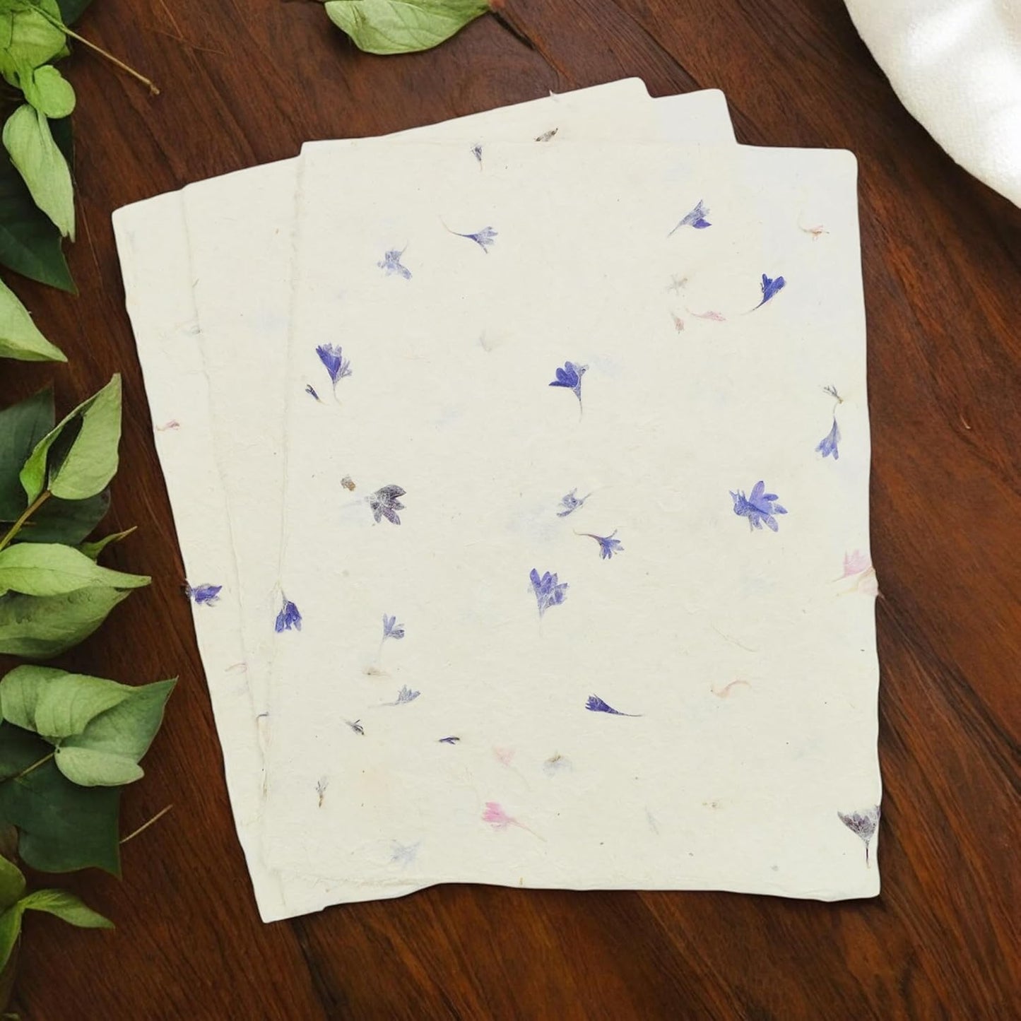 Handmade Lokta Laser and Inkjet Printer Paper with Deckle Edge 8.5x11 Inch Vintage Decorative Specialty Printing Paper (25 Sheets, Cornflower)
