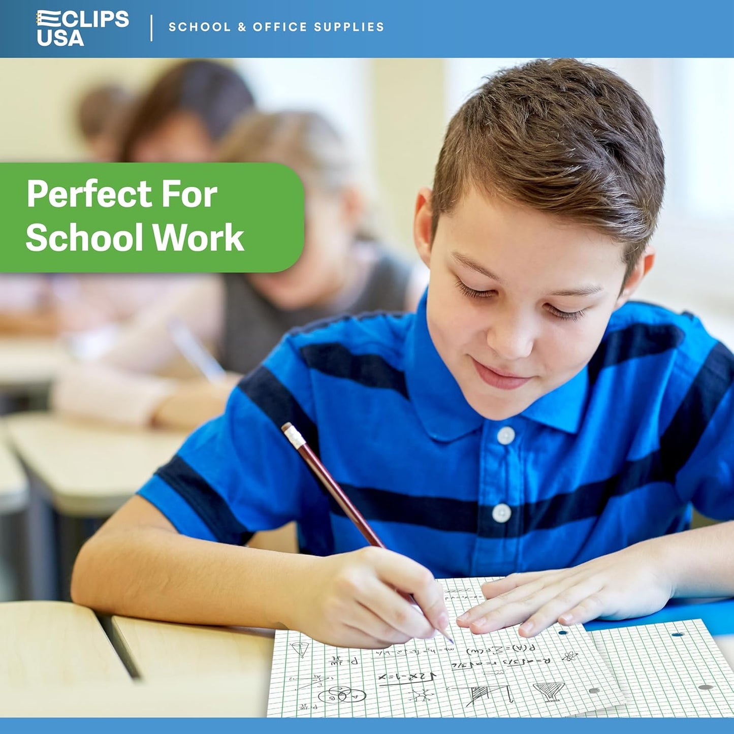 Graph Paper, Loose Leaf Graph Paper, 4 x 4 An Inch Quad Ruled Graph Paper, 10.5” x 8” Graphing Paper, 56 gsm, 150 Per Pack, 900 Sheets (6 Pack)