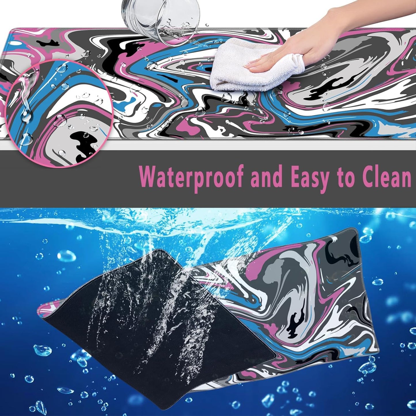 Large Mouse Pad for Desk - Gaming Mouse Pad with Non-Slip Base Stitched Edges, Desk Mat Desk Pad for Keyboard and Mouse