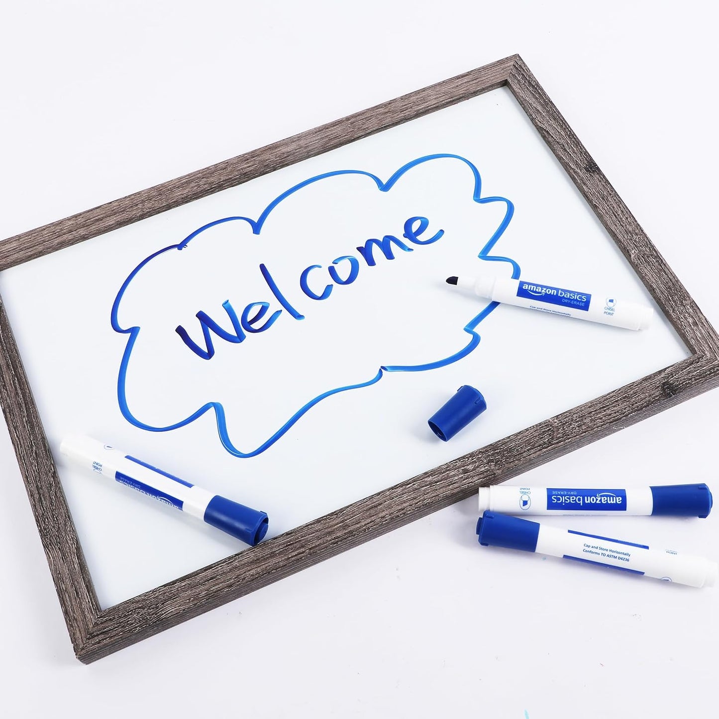 Amazon Basics Dry Erase Markers For Whiteboards, Chisel Tip, Low-Odor, Blue, Pack of 12