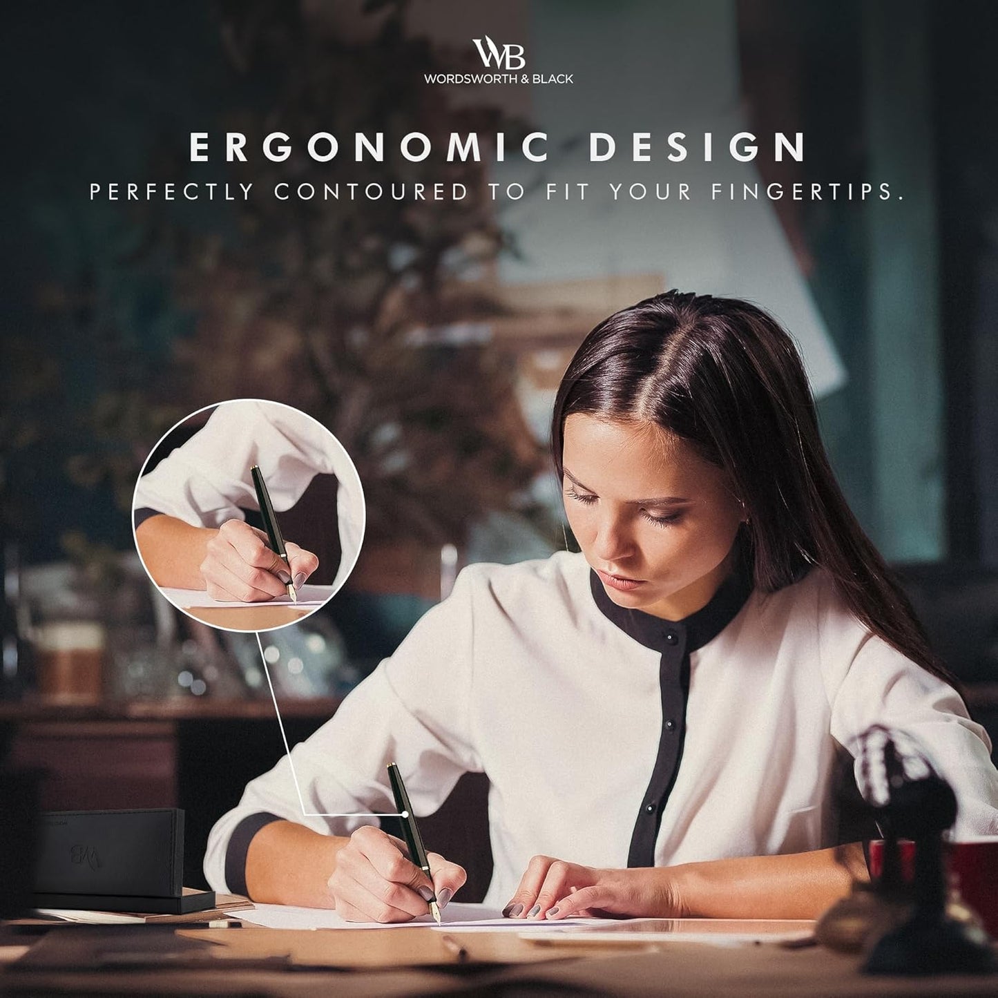 Wordsworth & Black Fountain Pen Set, Medium Nib, Includes 24 Ink Cartridges and Ink Refill Converter, Gift Case, Journaling, Calligraphy, Smooth Writing Pens [Velvet Purple] Perfect for Men and Women