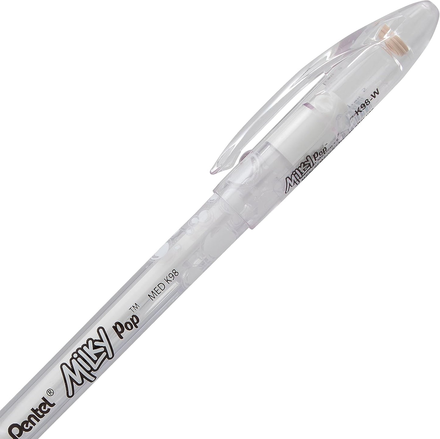 Pentel Arts Milky Pop Pastel Gel Pen, (0.8mm), Medium Line, White Ink, Pack of 2 (K98PABP2W)