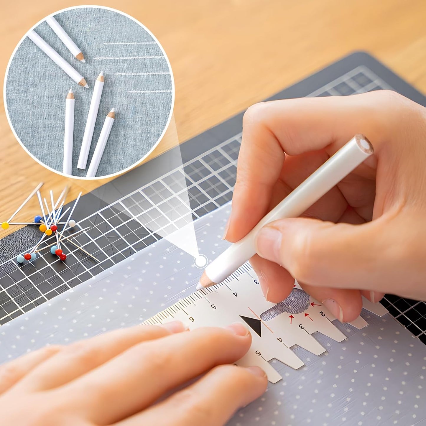 14PCS Fabric Pencils for Sewing, White Water Soluble Sewing Fabrics Maker, Tailors Chalk for Cloth Wipe Quilting, Fabric Pencil for Dressmakers DIY Crafts (8.75 cm)