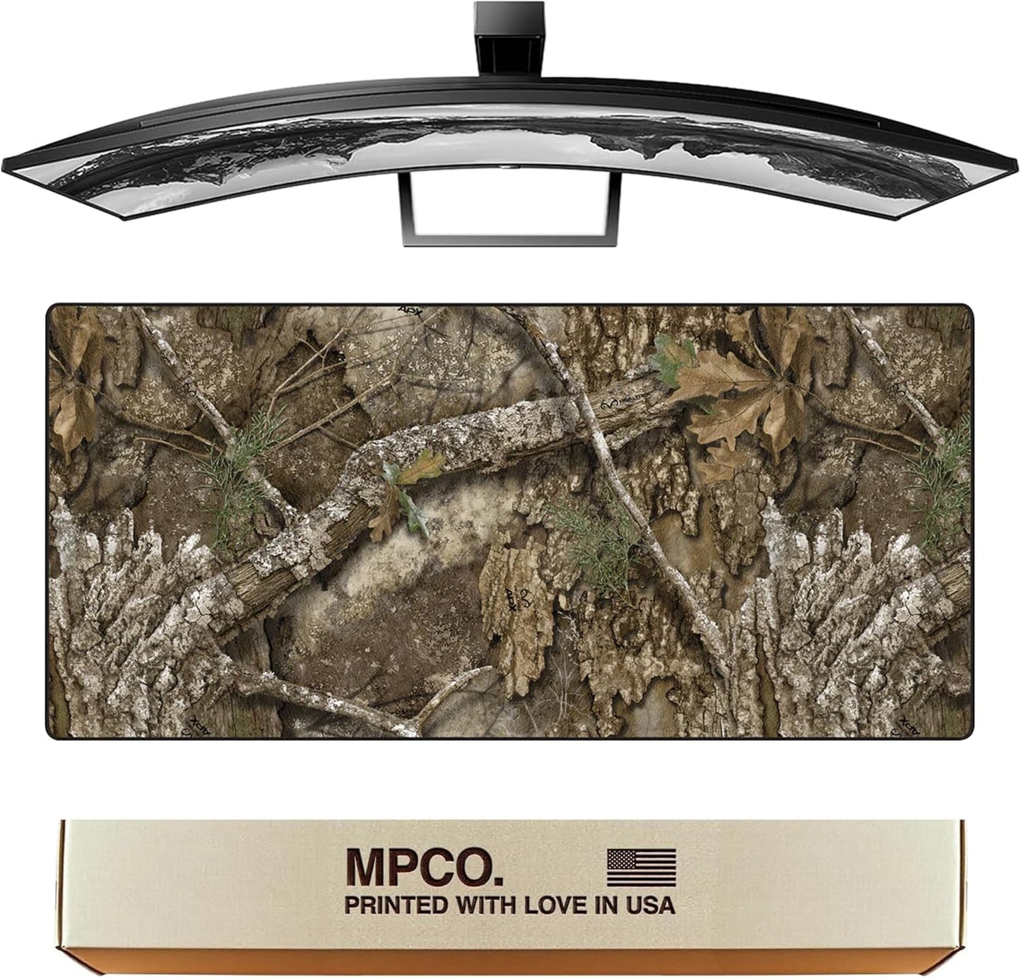 MPCO. Real Tree Large Gaming Desk Pad - 36" x 17" Aeroglyde Fabric APX – Without Logo Desk Mats - Non-Slip, Washable, Smooth Glide for Precision Gaming & Work