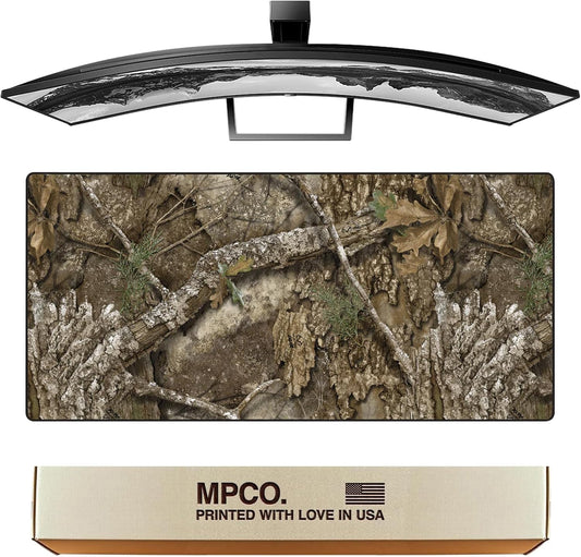 MPCO. Real Tree Large Gaming Desk Pad - 36" x 17" Aeroglyde Fabric APX – Without Logo Desk Mats - Non-Slip, Washable, Smooth Glide for Precision Gaming & Work