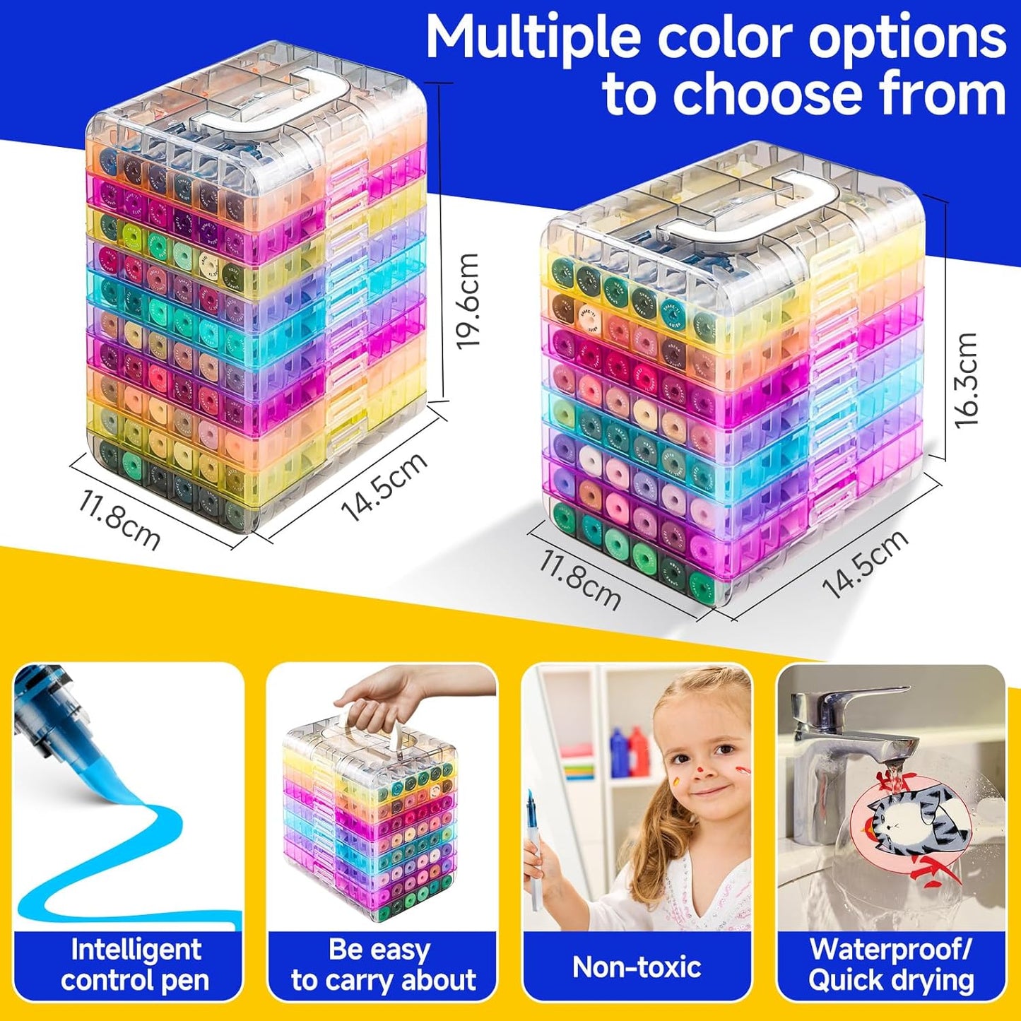 Fine&Soft Tip Acrylic Paint Markers Pen Set, For Surfaces Such as Stone, Canvas, Glass, Metal, etc,Writing, Quick Drying, Long-Lasting,Waterproof & Fade Resistant. (60 Colors)