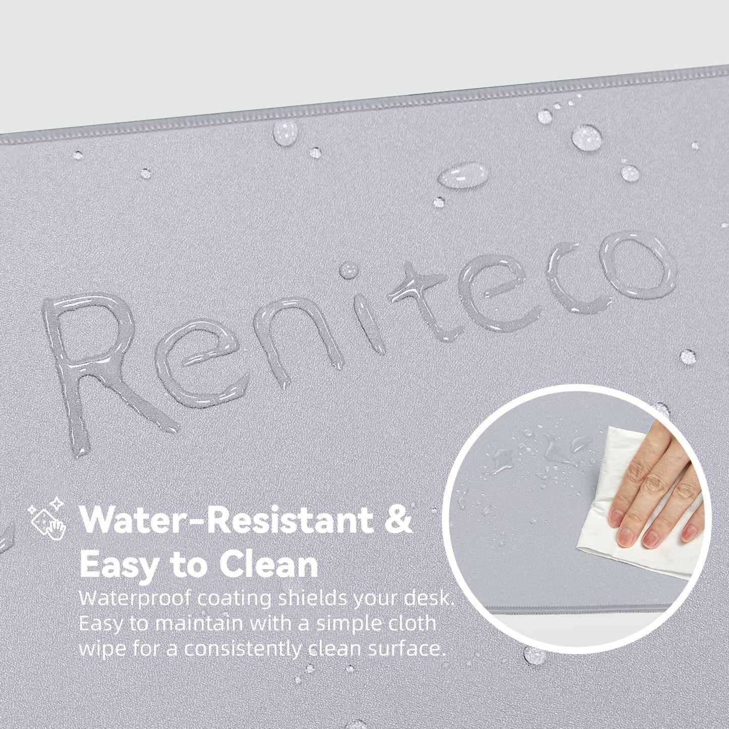 Waterproof Large Gaming Mouse Pad with Durable Stitched Edges, Non-Slip Rubber Base, Grainy Jacquard Mouse Mat Desk Pad for Home Office Gaming, 15.74"x35.43"x0.12", Light Gray