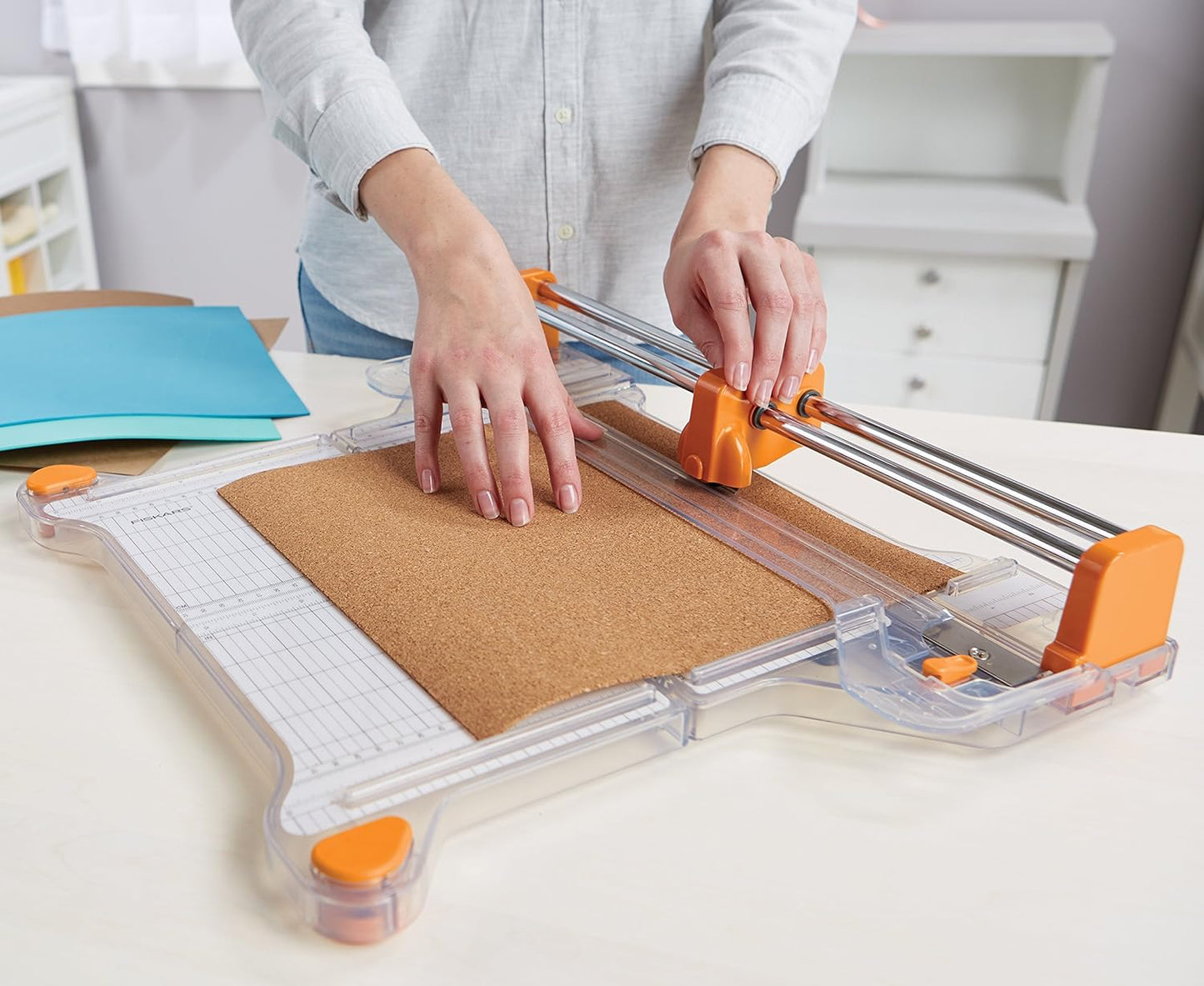 Fiskars ProCision Rotary Bypass Paper Trimmer - 12" Cut Length - Craft Paper and Mixed Media Cutter with Grid Lines - Orange
