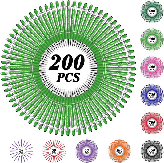 Max 500 Pcs Personalized Pens Bulk, Custom Pens with Free Engraving, Customized Stylus Tip Ballpoint Pen with Your Name Massage Text for School Office Business Graduation Anniversaries-200 Packs