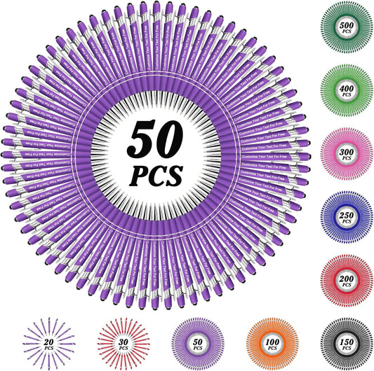 Max 500 Pcs Personalized Pens Bulk, Custom Pens with Free Engraving, Customized Stylus Tip Ballpoint Pen with Your Name Massage Text for School Office Business Graduation Anniversaries-50 Packs
