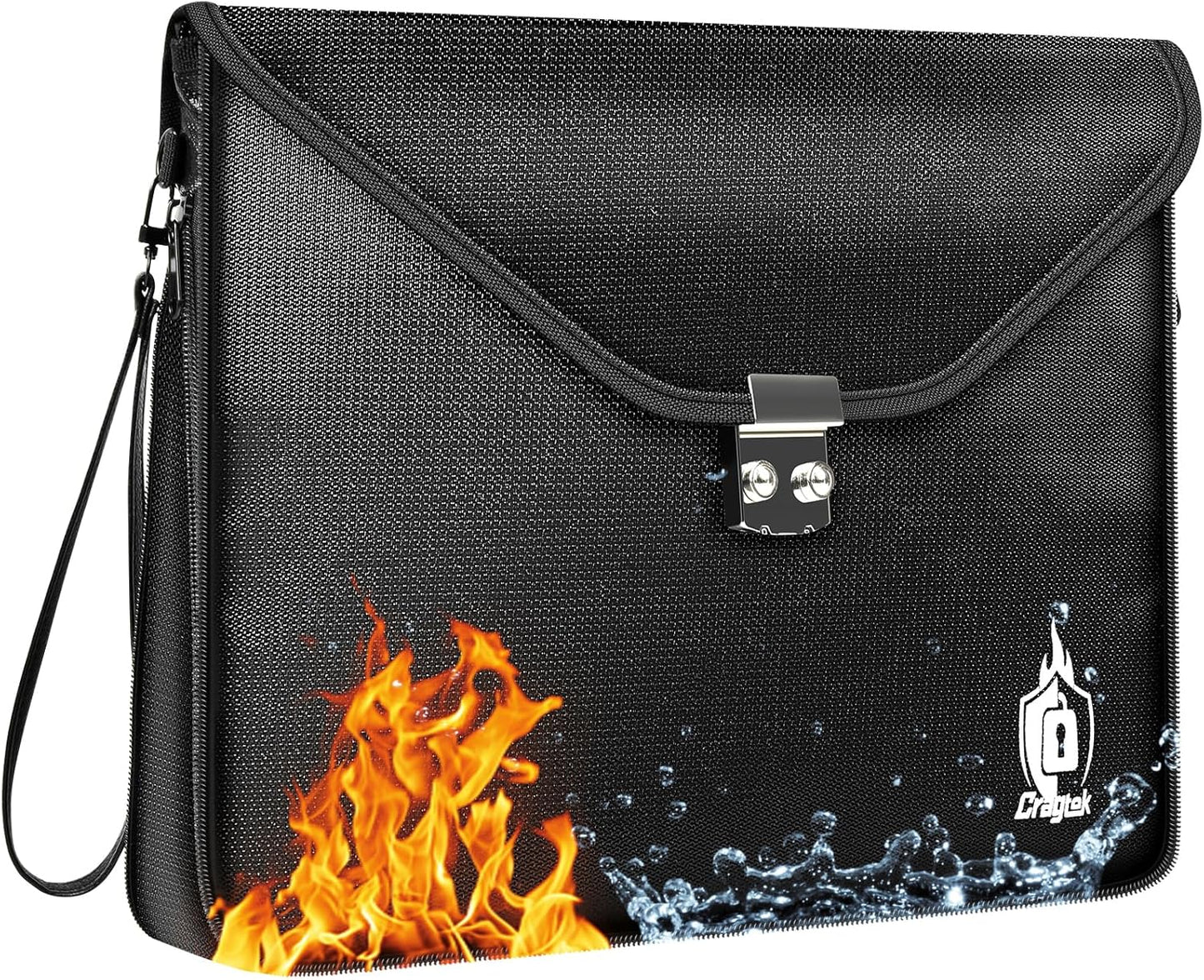 Fireproof Document Bag with Lock, 6400℉ Large Fire proof Money Bag (16.5"x12.2") for Cash Documents Organizer Safe, 12-Layers Waterproof Zipper Holder Protects Passport, Important Documents, Valuables