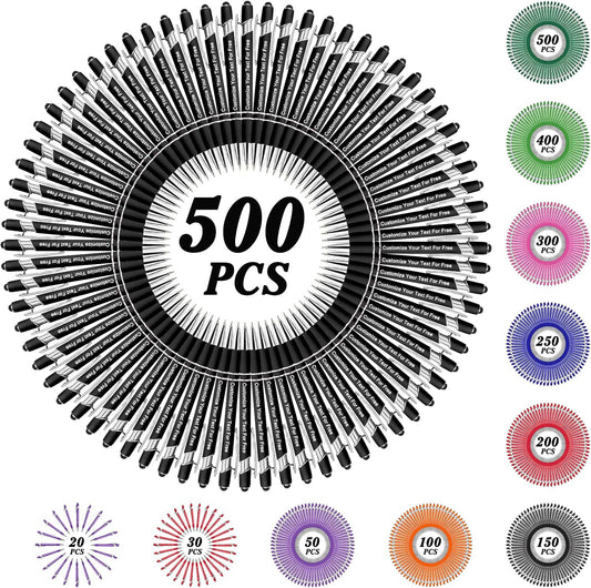 Max 500 Pcs Personalized Pens Bulk, Custom Pens with Free Engraving, Customized Stylus Tip Ballpoint Pen with Your Name Massage Text for School Office Business Graduation Anniversaries-500 Packs