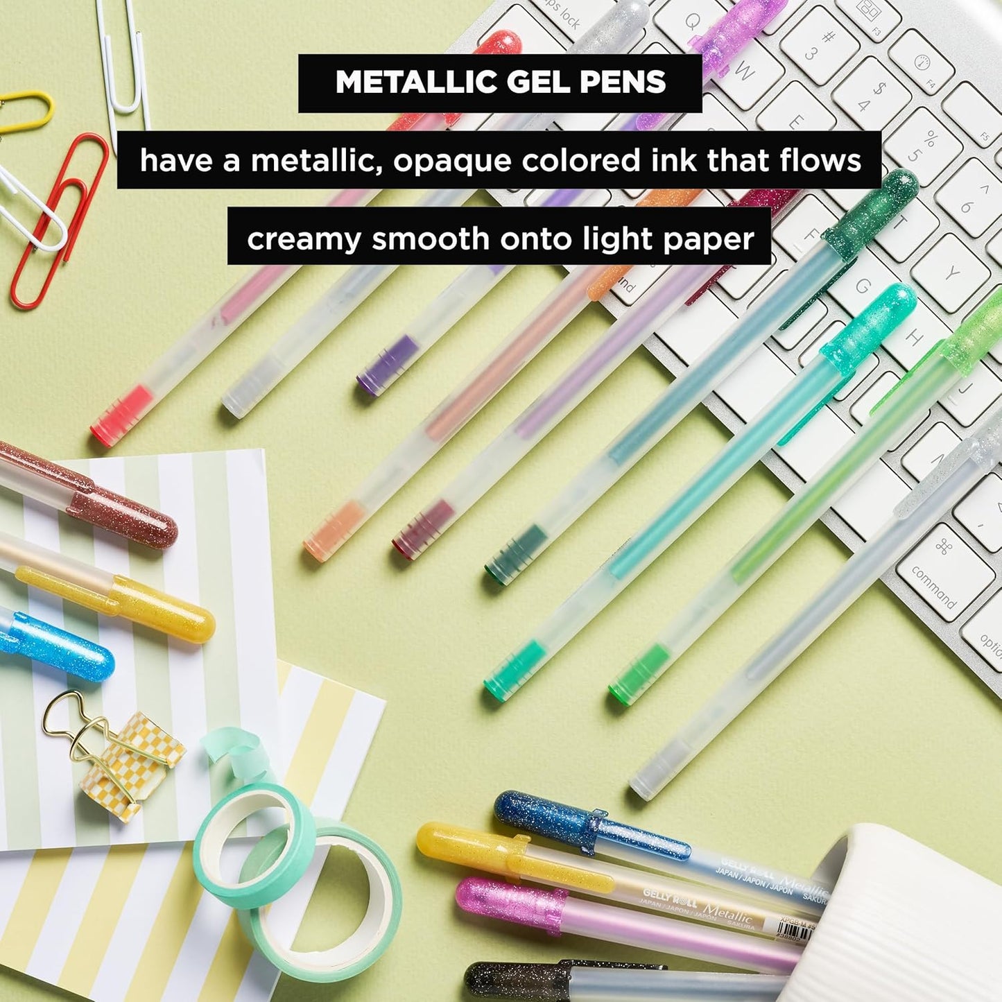 SAKURA Gelly Roll Metallic Gel Pens - Pens for Scrapbook, Journals, or Drawing - Metallic Silver Ink - Medium Line - 6 Pack