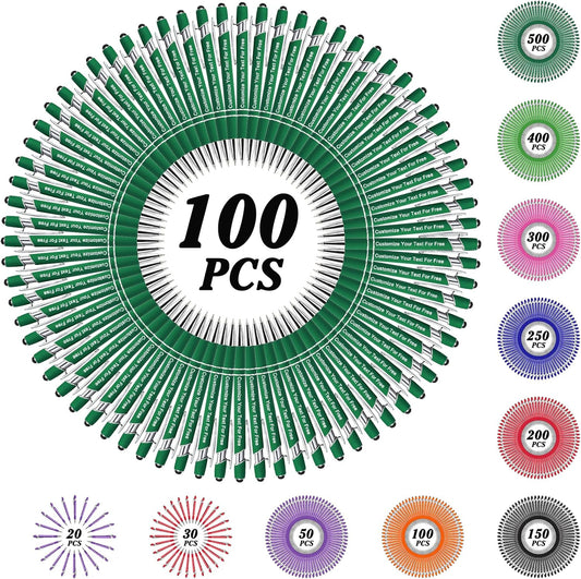 Max 500 Pcs Personalized Pens Bulk, Custom Pens with Free Engraving, Customized Stylus Tip Ballpoint Pen with Your Name Massage Text for School Office Business Graduation Anniversaries-100 Packs