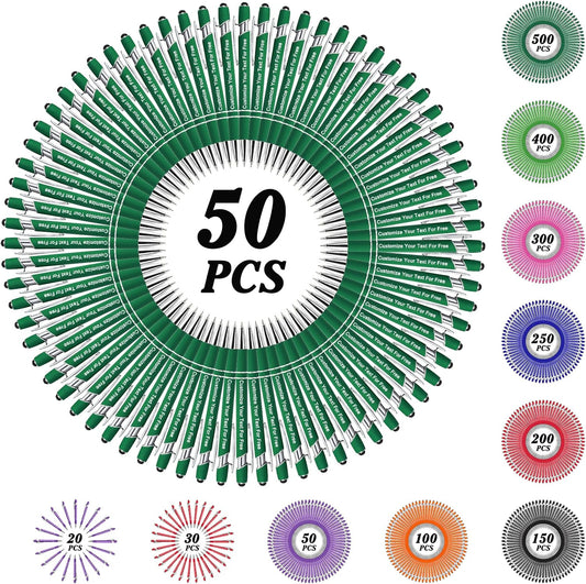 Max 500 Pcs Personalized Pens Bulk, Custom Pens with Free Engraving, Customized Stylus Tip Ballpoint Pen with Your Name Massage Text for School Office Business Graduation Anniversaries-50 Packs