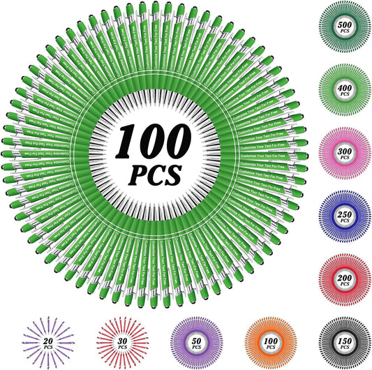 Max 500 Pcs Personalized Pens Bulk, Custom Pens with Free Engraving, Customized Stylus Tip Ballpoint Pen with Your Name Massage Text for School Office Business Graduation Anniversaries-100 Packs