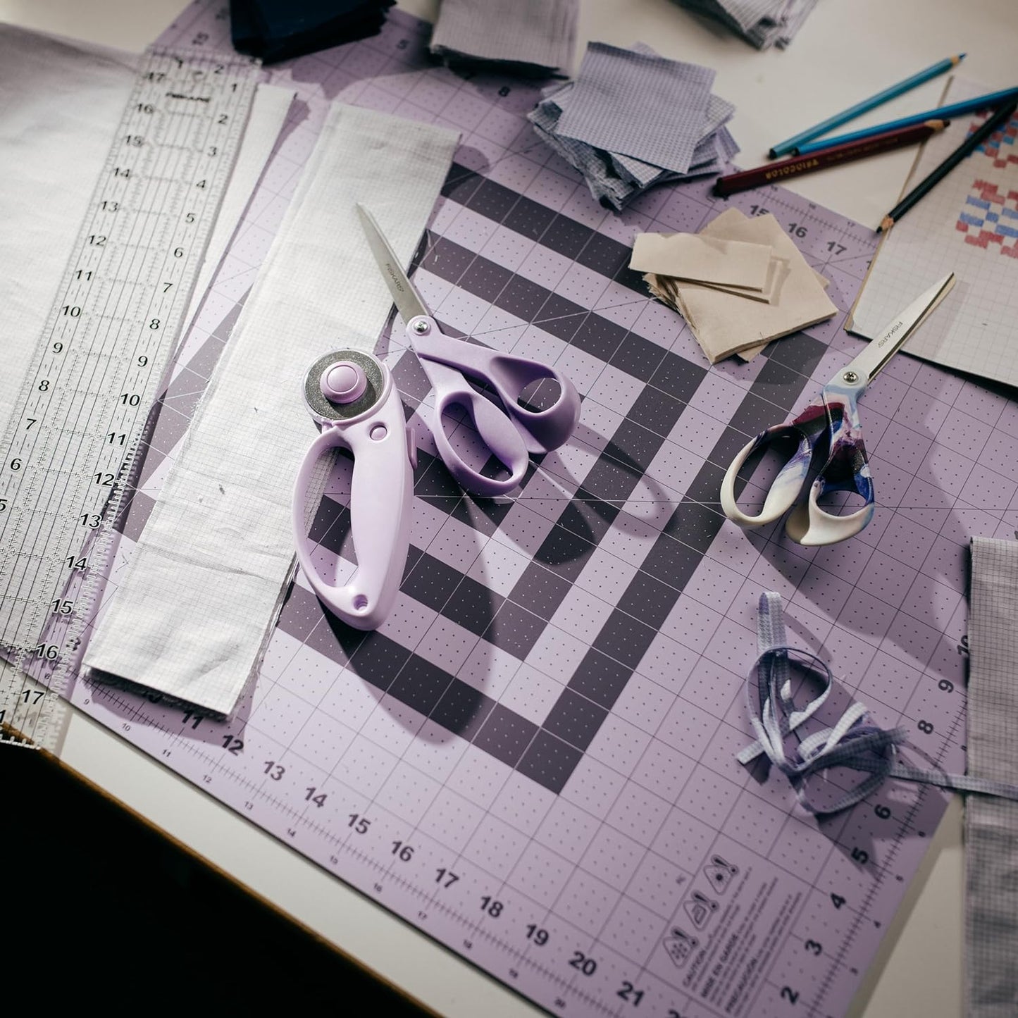 Fiskars Self Healing Cutting Mat with Grid for Sewing, Quilting, and Crafts - 18" x 24 Grid Lilac/Mountain Haze
