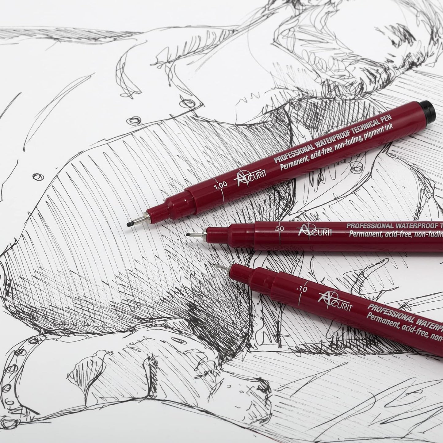 Waterproof Technical Pens - Professional Waterproof Technical Pen, Rich Blank Ink, Acid-Free, Light Fast, for Sketching, Drawing, CAlligraphy, & More! - [6-Pack - Assorted Sizes]