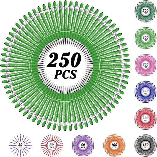 Max 500 Pcs Personalized Pens Bulk, Custom Pens with Free Engraving, Customized Stylus Tip Ballpoint Pen with Your Name Massage Text for School Office Business Graduation Anniversaries-250 Packs