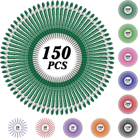Max 500 Pcs Personalized Pens Bulk, Custom Pens with Free Engraving, Customized Stylus Tip Ballpoint Pen with Your Name Massage Text for School Office Business Graduation Anniversaries-150 Packs