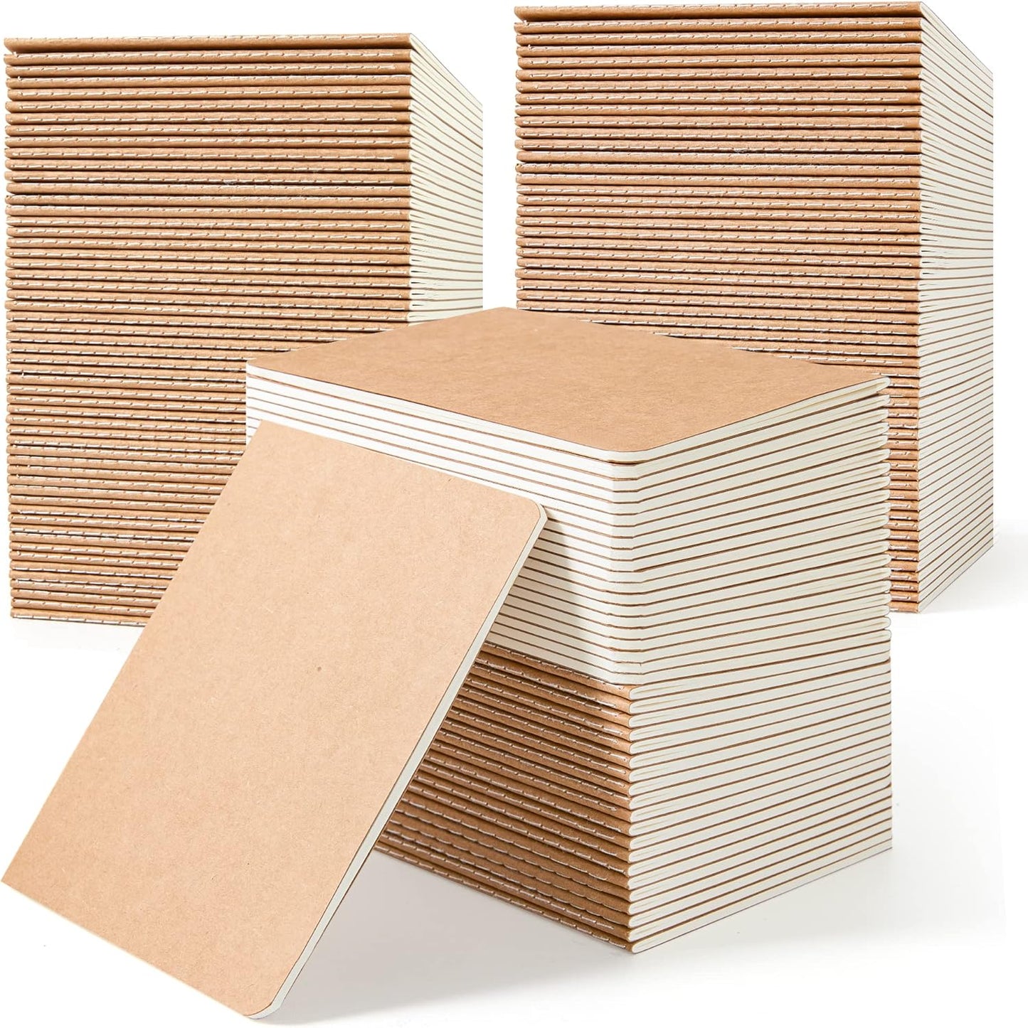 feela 170 Pack Blank Kraft Notebooks, Unlined Sketchbook Mini Cute Note Pad for Drawing Writing, Journal Bulk For Kids Students Office School Supplies, A6, 48 Pages, 4.25” X 5.5”, Brown