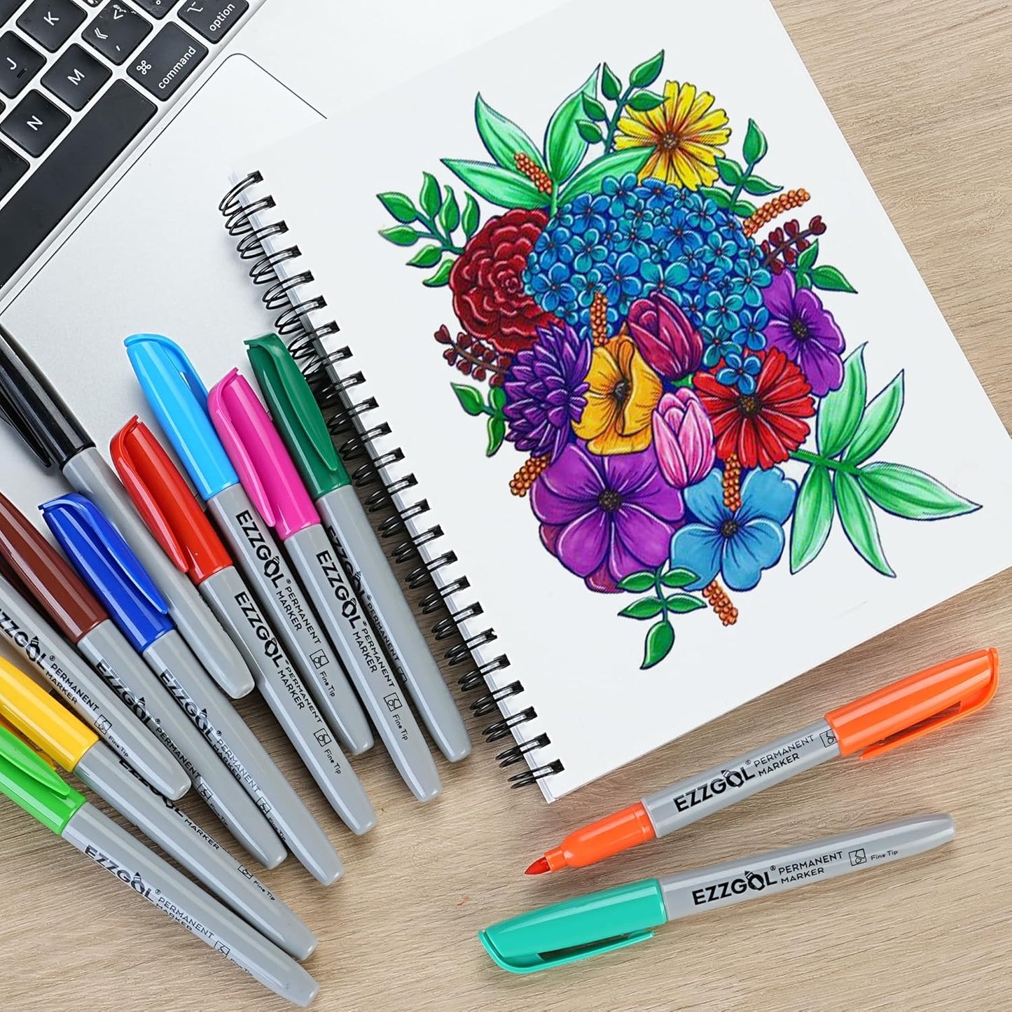 Permanent Markers Bulk, Permanent Marker Bulk Pack of 72, 12 Assorted Colors, Fine Point Permanent Markers For Kids and Adult Coloring as Office, School Supplies