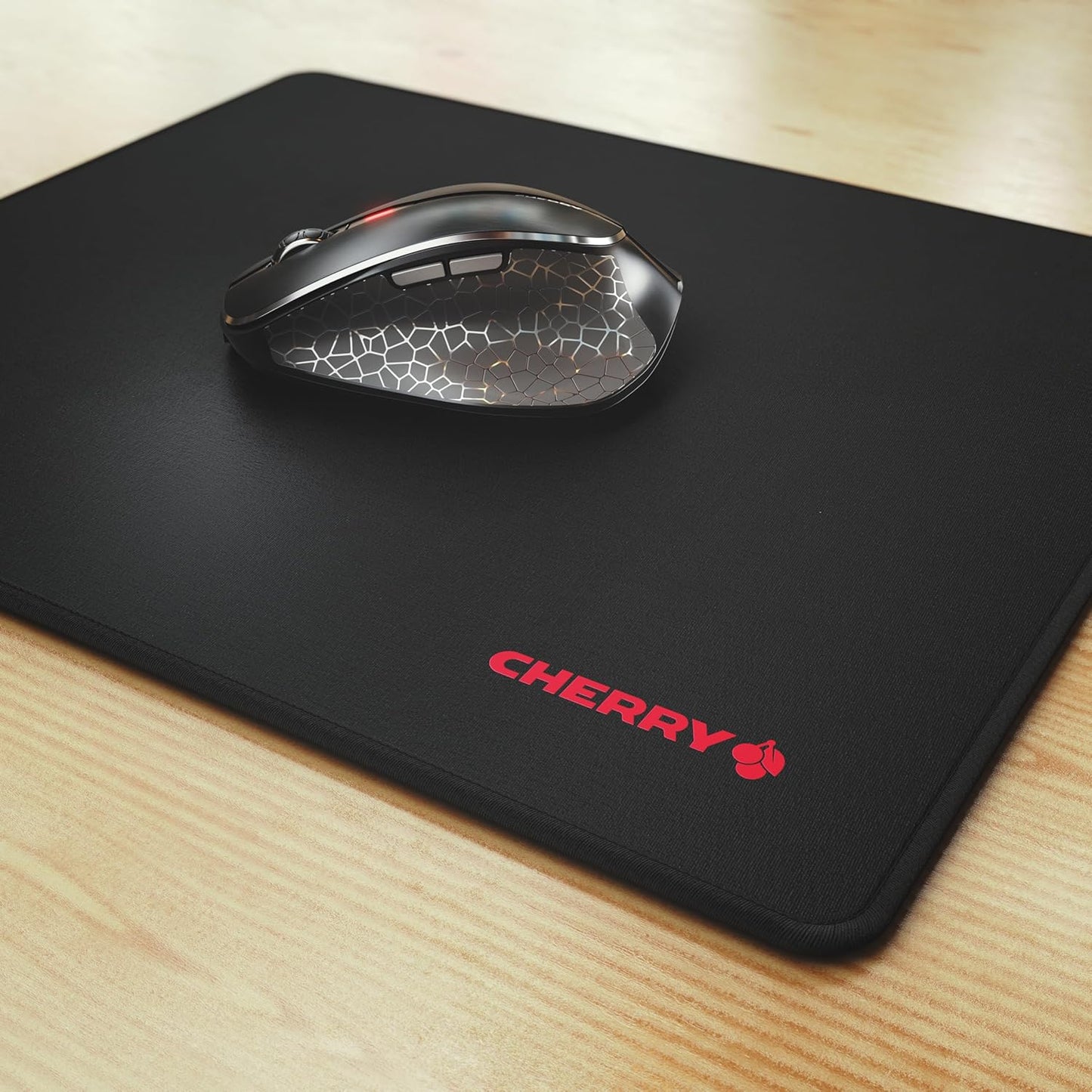 CHERRY MP 1000, Premium Fabric Mouse Pad in XL (350 x 300 x 5 mm), Smooth Surface for Precision, Stitched Edges, Non-Slip, Rollable, Black