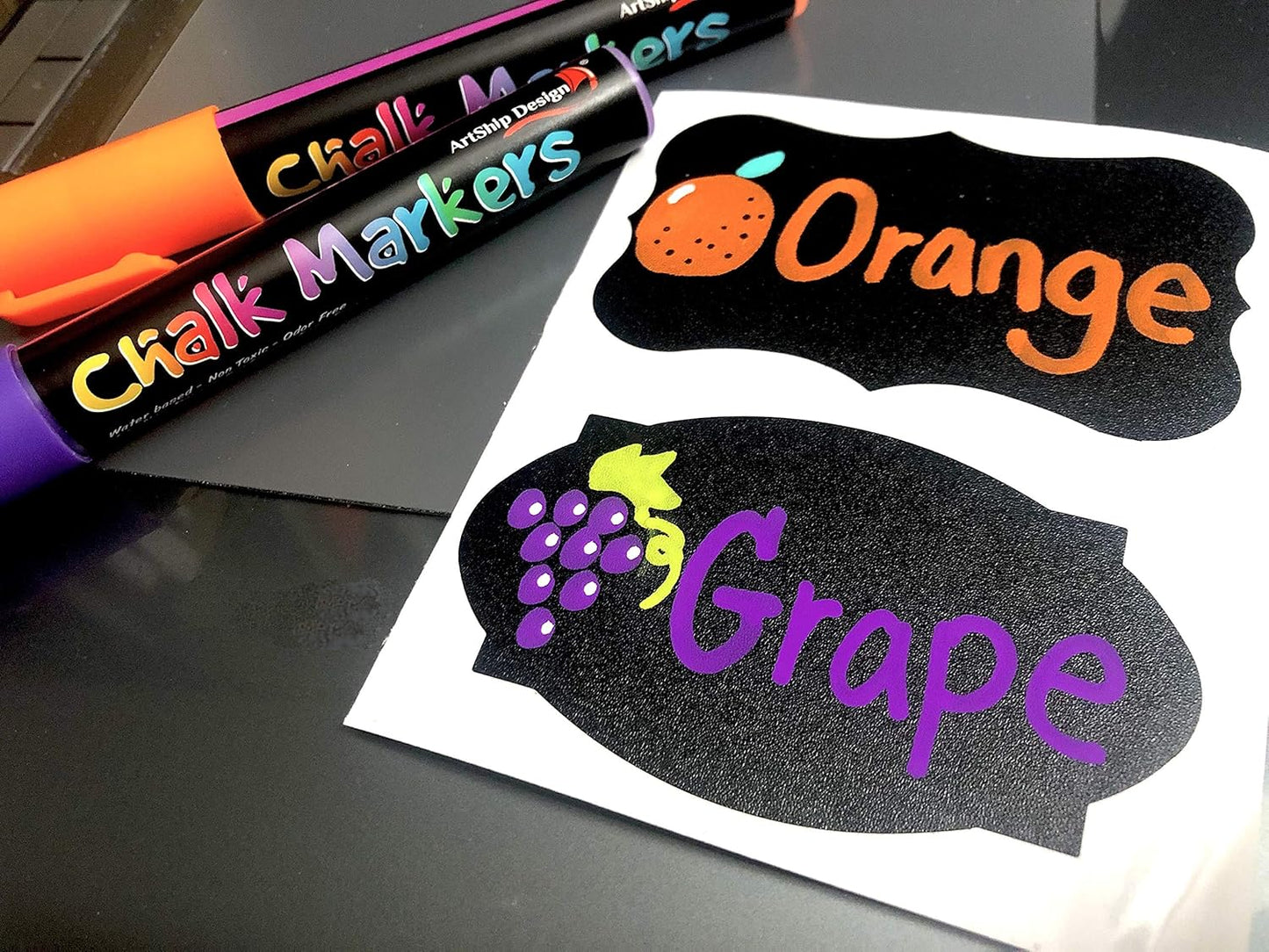 ArtShip Design 36 Chalk Markers Double Pack of Both Fine & Reversible Medium Tip Liquid Chalk Pens with Labels & Tip Tweezers Wet Erase Menu Boards, Windows, Mirrors, Non-Porous Chalkboards, Metal