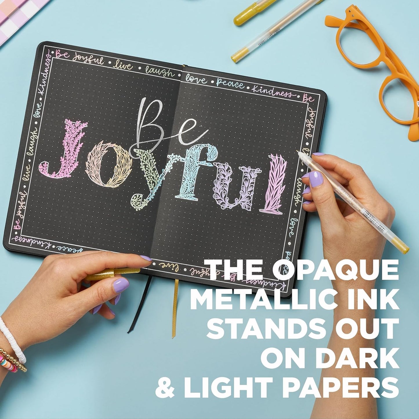 SAKURA Gelly Roll Metallic Gel Pens - Pens for Scrapbook, Journals or Drawing - Art Gifts, DIY Projects - Colored Metallic Ink - Medium Line - 10 Pack