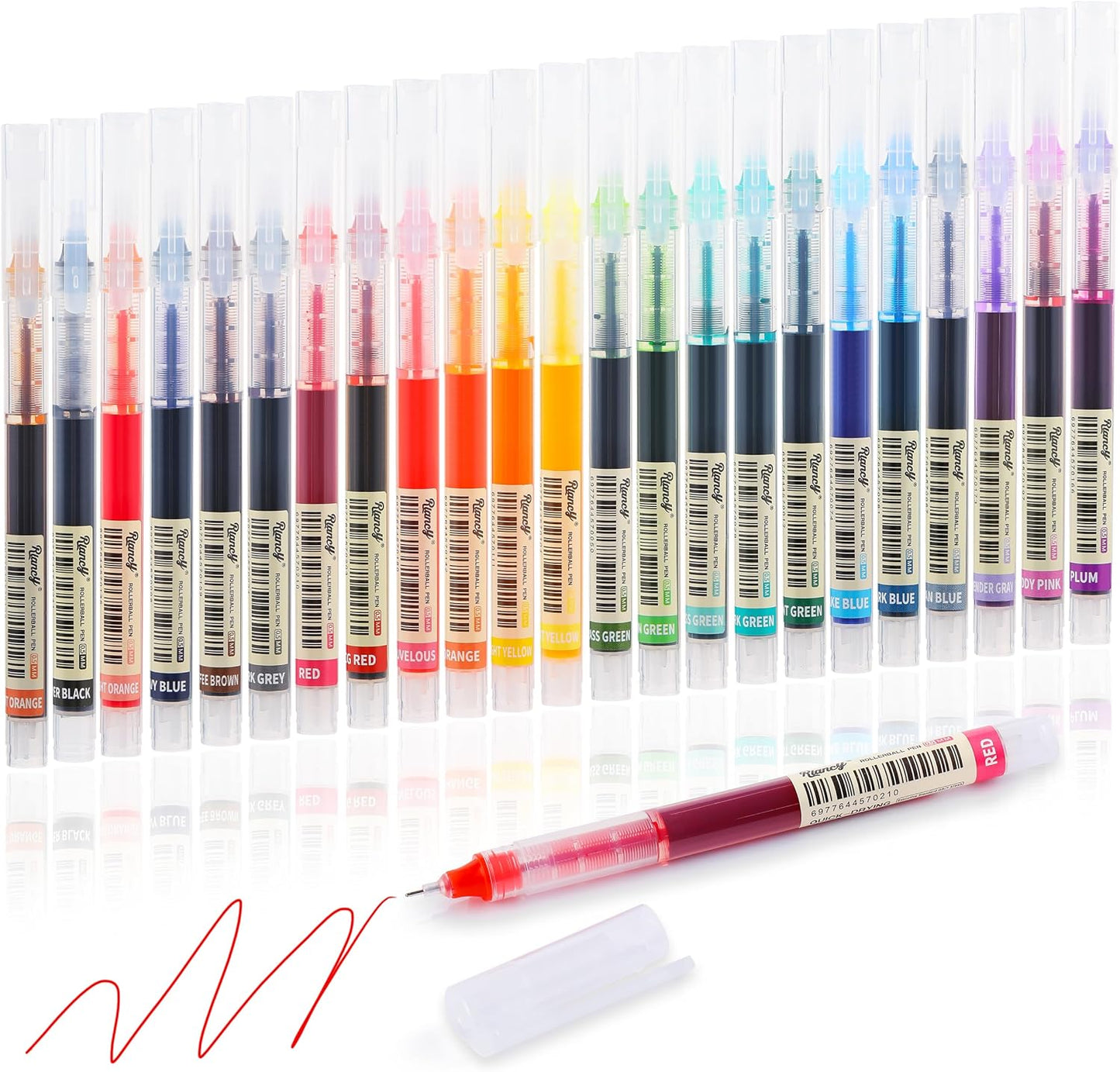 RIANCY Liquid Ink Rollerball Gel Pens, 0.5mm Extra Fine Point Tip, 24ct Assorted Colors, Smooth Writing No Smear No Bleed, Vibrant for Journaling, Drawing, Sketching, School Notes & Art Supplies