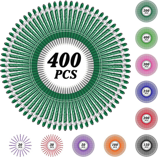 Max 500 Pcs Personalized Pens Bulk, Custom Pens with Free Engraving, Customized Stylus Tip Ballpoint Pen with Your Name Massage Text for School Office Business Graduation Anniversaries-400 Packs
