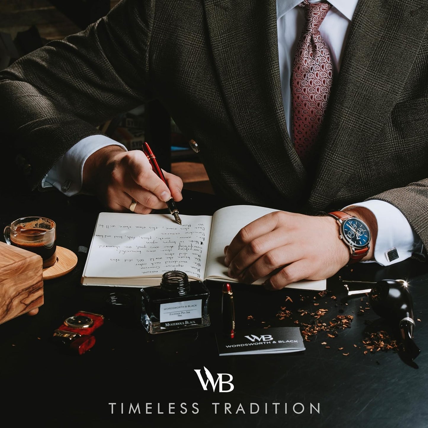 Wordsworth & Black Majesti Fountain Pen-(Red), Luxury Case, 24K Gold Finish; 18K Gilded Extra Fine Nib- Ink Cartridges, Refillable Ink Converter-Calligraphy Pen-Best Business Gift Set for Men & Women