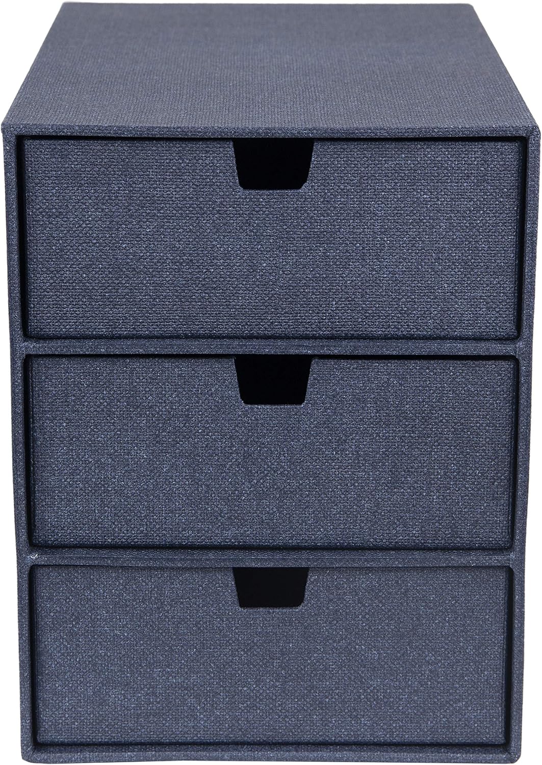 Bigso Box of Sweden Ingrid 3-Drawer Fiberboard Desk Organizer for Office Supplies and Accessories - Stackable Makeup Drawer Organizer - 6.3in x 9.9in x 8.1in - Blue