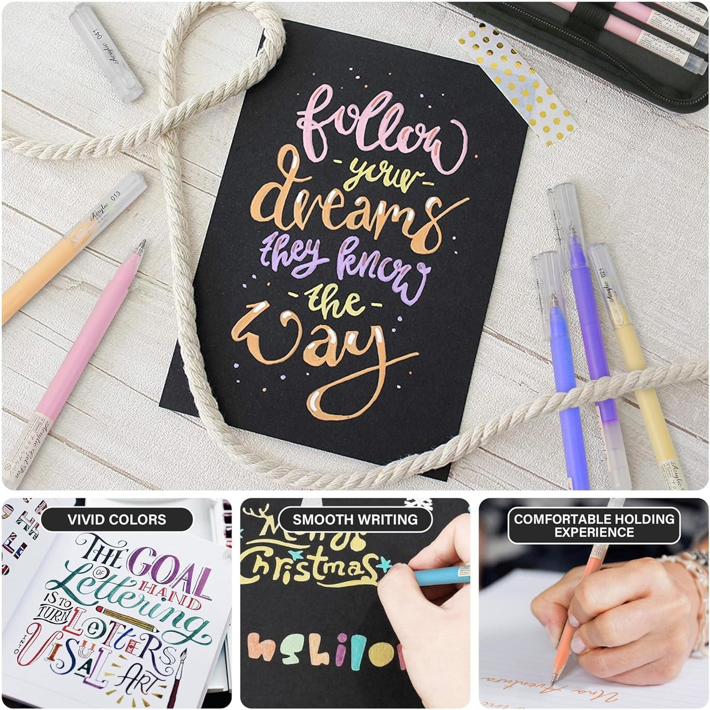 100 Colors 3D Acrylic Gel Pens & Black Paper Sketchbook for Drawing, 1mm Fine Point Acrylic Ink Pen, Opaque Archival Ink Pens for Black Paper Drawing, Sketching, Illustration, Card Making